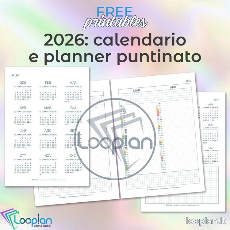 Stilus Dot 2026: calendario annuale e planner puntinato A5 da stampare: PDF gratuito